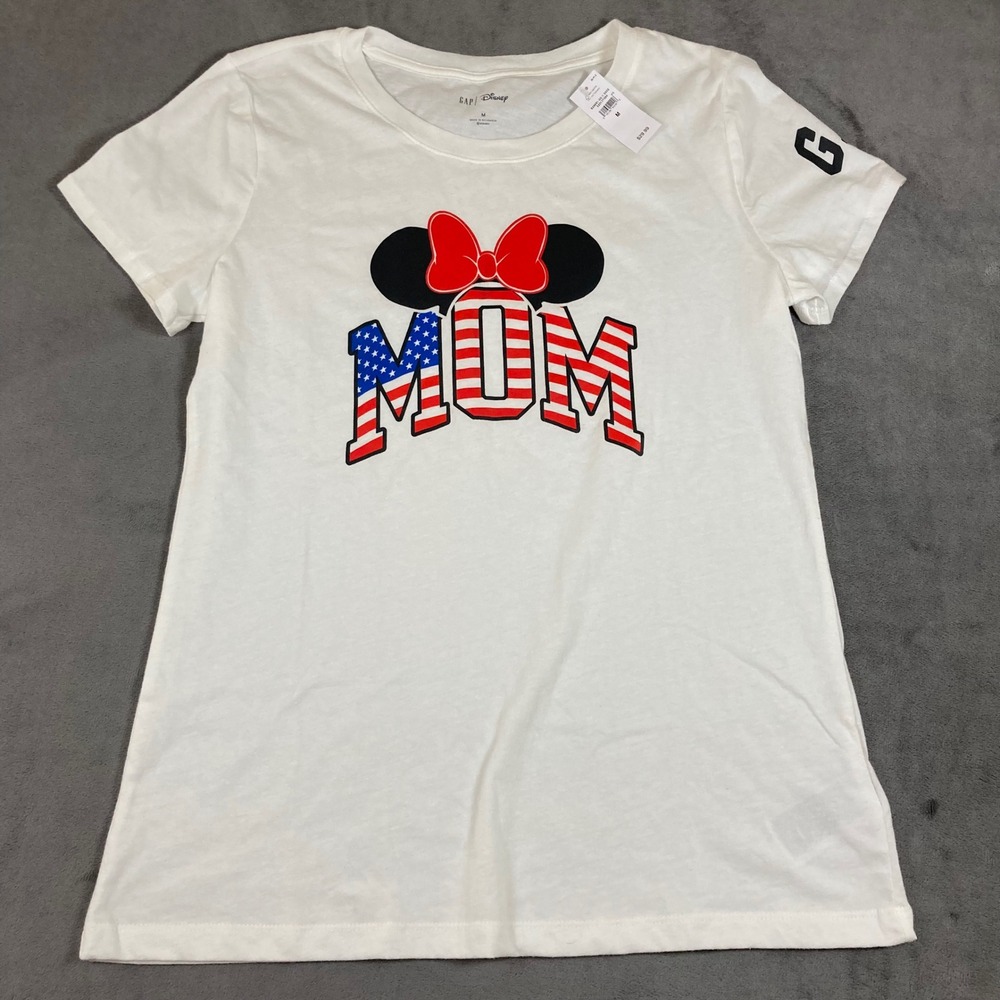 Gap Disney Minnie Mouse Mom American Flag T-Shirt White Medium NWT
